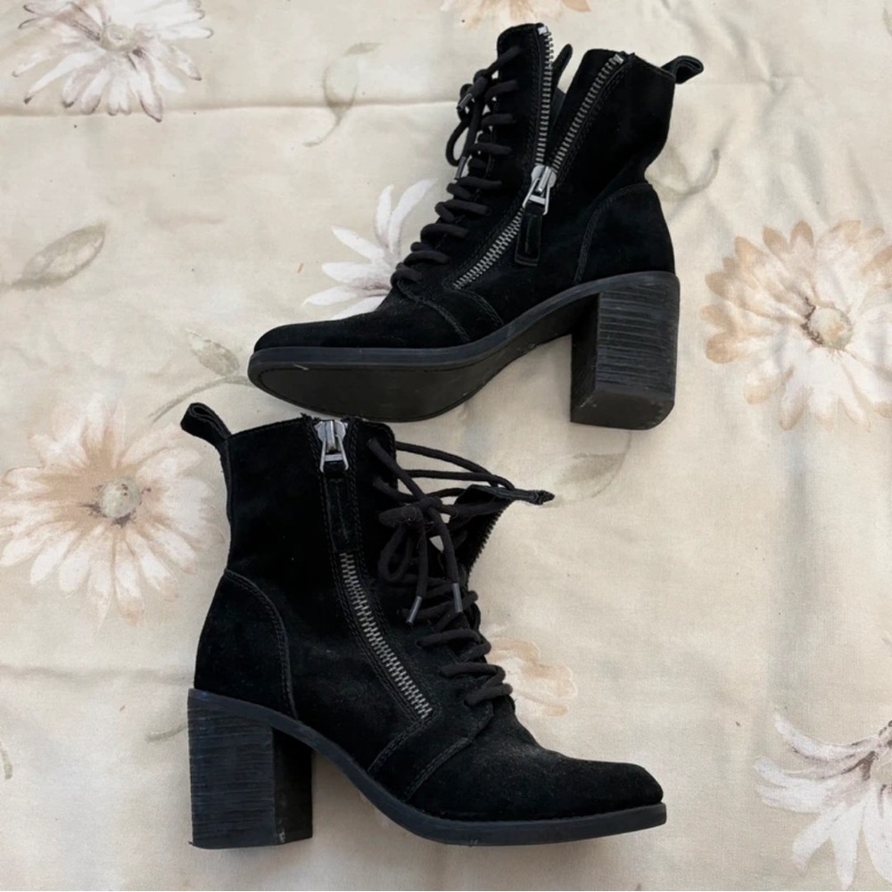 Dolce Vita Black Suede Lace-Up Boots
